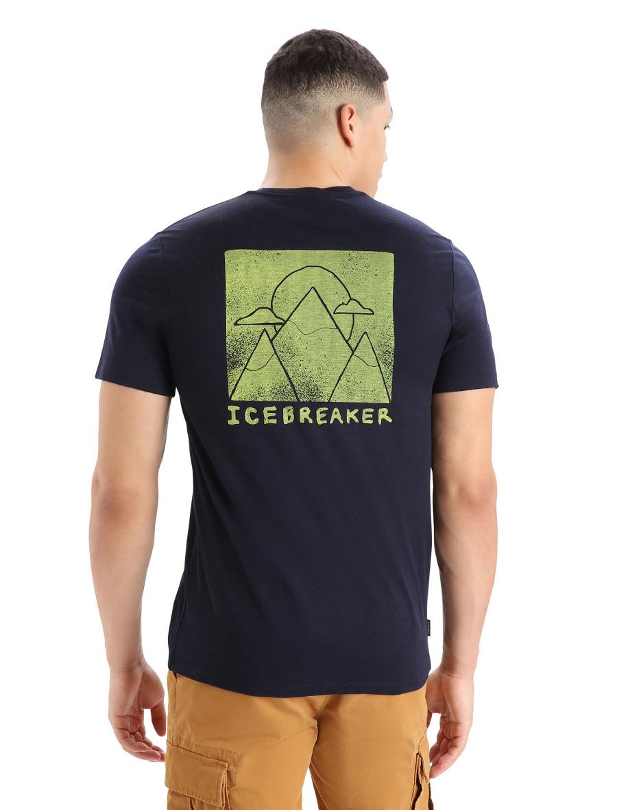 Icebreaker Merino Tech Lite II Rövid Sleeve Alp Ascension Férfi Póló Sötétkék | HU 1170HAPK